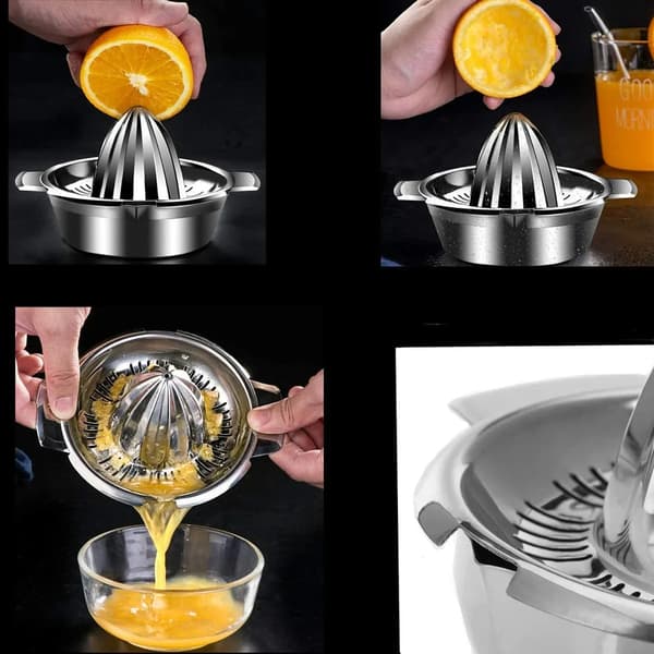 Manuel Citronpresser 0,4L Rustfrit Stål - Saftpresser til Citroner og Citrusfrugter - Tåler Opvaskemaskine og Holdbar
