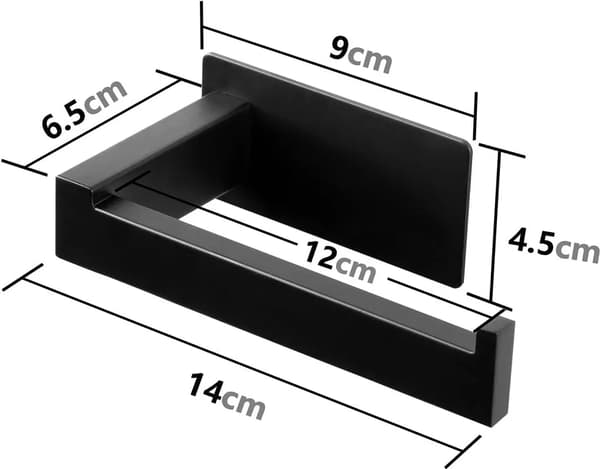 Sort borefri toiletpapirholder 304 rustfrit stål 14x6,5x4,5cm badeværelse 1 stk