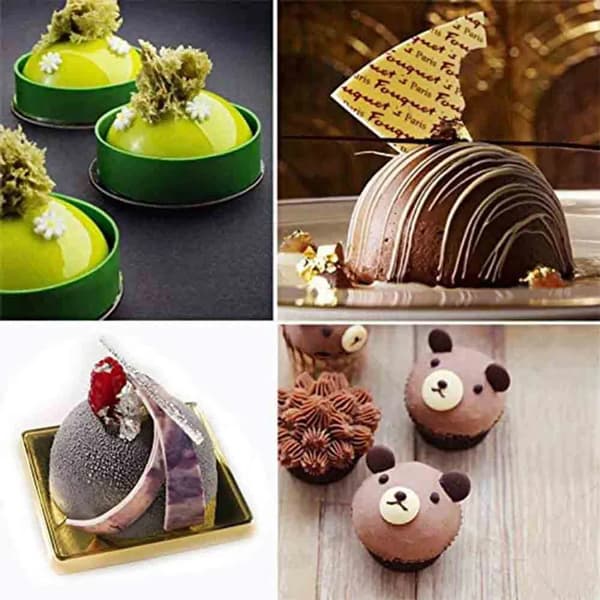 Stor halvkugleformet silikoneform med 6 hulrum, 2-pak chokoladekage gelé kuppel mousse bageform