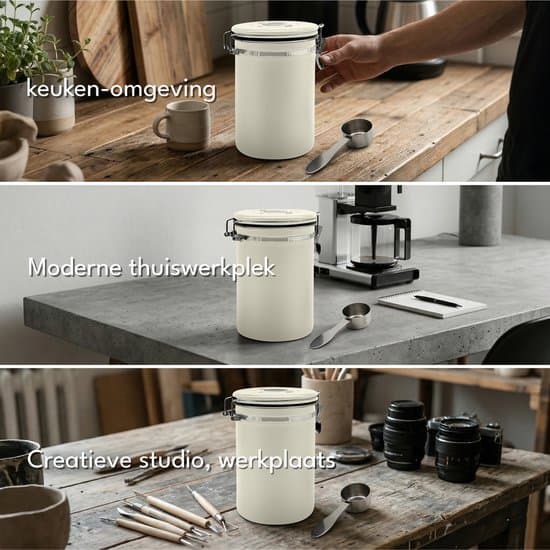 Creme/hvid kaffeopbevaringsbeholder, 1,8L, med låg