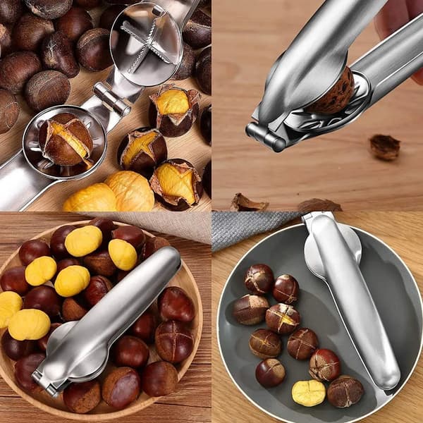 Kastanje Knækker Nøddeknækker Nøddeåbner i Rustfrit Stål Chestnut Cracker Nutcracker