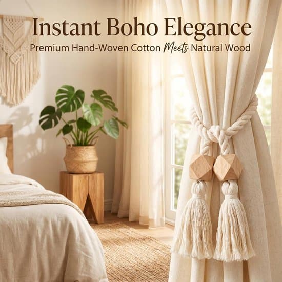4-pakning beige boho magnetiske gardinholdere