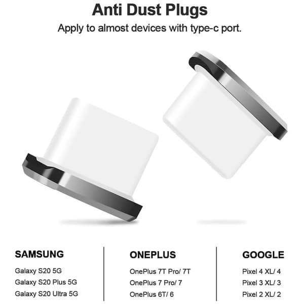 Typ-C dammpluggar 2-pack aluminiumsilikon kompatibel med USB-C-smartphones