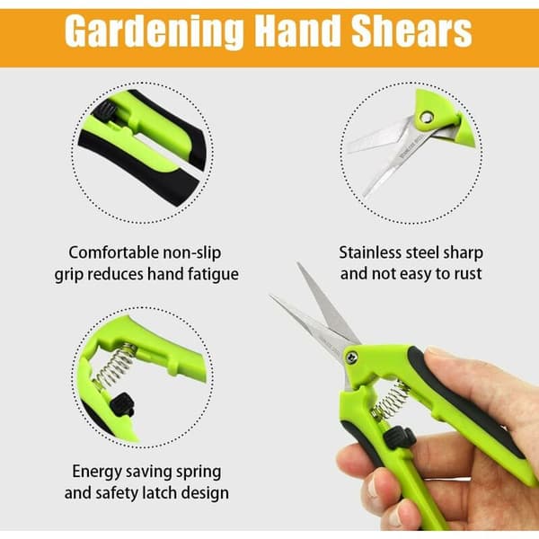 Minibeskärningssax 2-pack Grön Orange 16,5 cm Rostfritt Spetsigt Blad Sidolås för Bonsai 2-pack