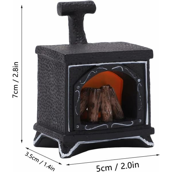 1:12 Mini LED Eldstadsmodell Dekor 5x3.5x7cm Harts Belyst Flameffekt Skrivbord Semester 1st