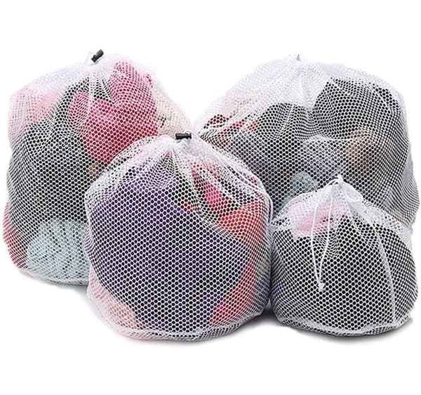 Vaskeposer i netting 4-pakning Polyester Hvit snøring XL L M S Undertøy Sokker Reise