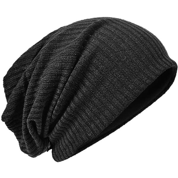 Unisex Strikket Baret Hue Sort Løs Afslappet Hat Hoved 56-60 cm
