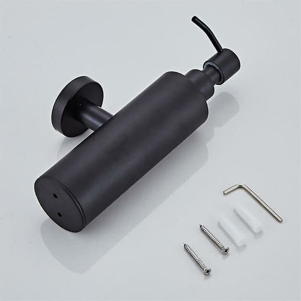 Sort rund vægmonteret sæbedispenser i rustfrit stål 200 ml cylinder tryk shampoo flaske 1 stk.