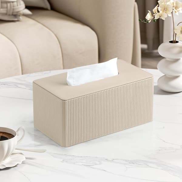 1 stk. læder tissueboks Beige 1 stuk -