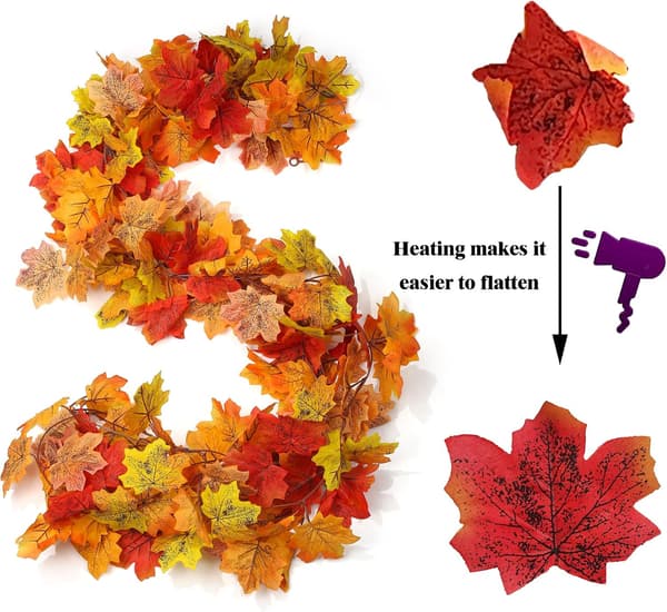 2 st 13FT konstgjord höstlövsgirland Thanksgiving-dekor 2 pcs