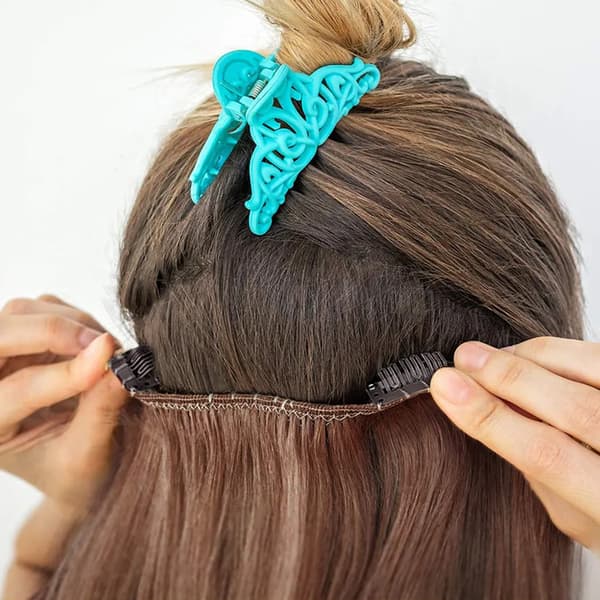 140 stk. paryk U-clips 6-tands metalkamclips sort brun beige DIY hårextensions