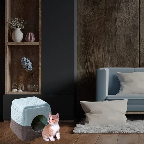 Kjæledyrseng Sofa Sammenleggbar Sklisikker Lyseblå 37x33x30cm Katter Hunder