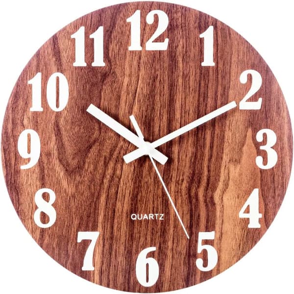 Glow Tyst Väggklocka Modern Trädekor 30cm Stor Urtavla AA Batteridriven 1st