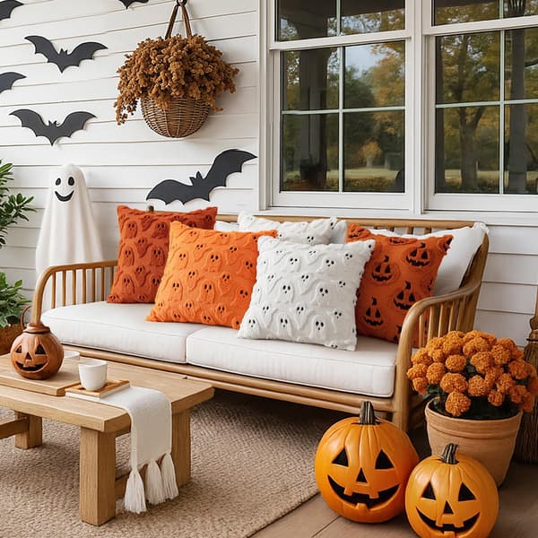 MIULEE Orange Halloween Ghost Kuddfodral 18x18 Höstdekoration MIULEE Brunt Orange