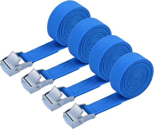 4 stk. blå 2m x 2,5cm lastestropper blauw 4 stuks -