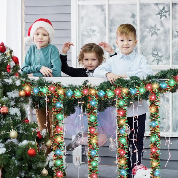 16,4 jalan joulukuusen seppele valolla, monivärinen, punainen ja vihreä, 50 LEDiä 16.4 ft Christmas