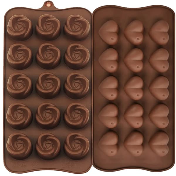 Matkvalitets silikonformer 2-pakning Blomsterhjerte Non-stick for sjokolade, godteri, kake