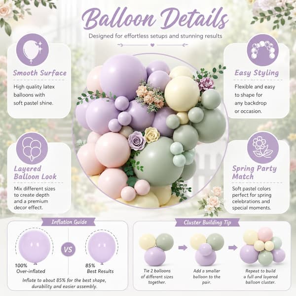 122 STK Pink Lilla Grøn Ballonbue Sæt Blomster Fe Boho Bryllupsdekoration 122 pcs