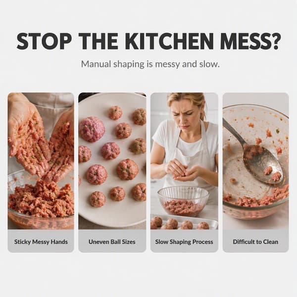 Frikadelleformerske i rustfrit stål, manuelt madformningsværktøj, stil 1 Creative Meatball Tool,