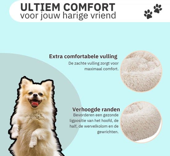 Donut Hunde Katte Seng Størrelse S 50cm Beige Vaskbar
