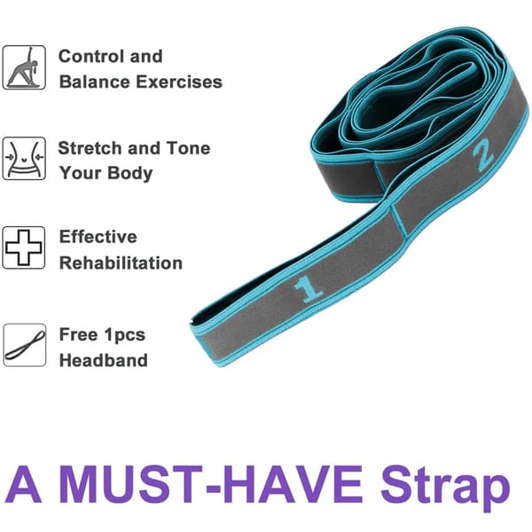 Multi-Loop Stretch Strap Yoga Pilates PT Hjemmetrening Ikke-elastisk bånd ~110cm