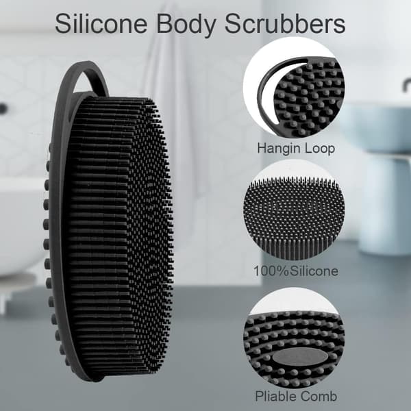 Silikone kropsskrubbere 2-pak, sort og pink, 2-i-1 bade- og shampoobørster til følsom hud 2 pcs