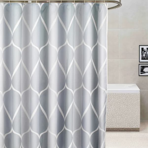 Grå dusjforheng i polyester 80x180cm Vanntett vektet kant 12 kroker