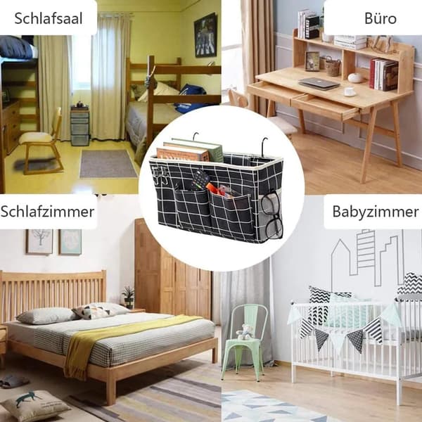 Sengehængende Organizer Sort Mesh Lærred Sengelagring Køjeseng Børneseng