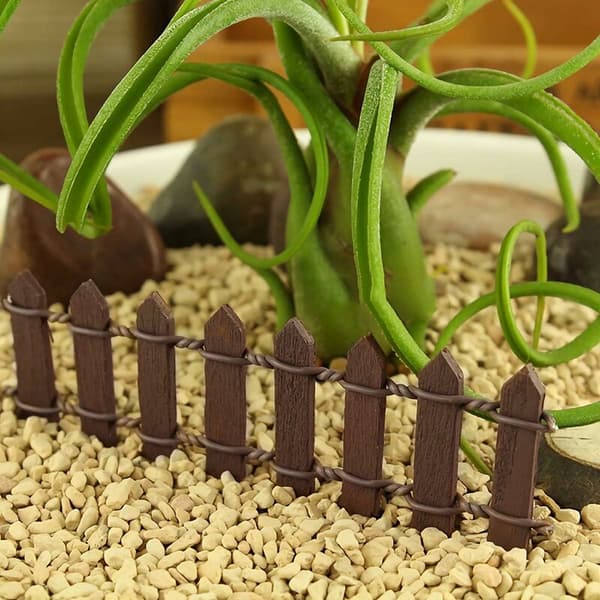 Mini Have Træhegn 100cm Stakit Fehave Bonsai Indretning Brun