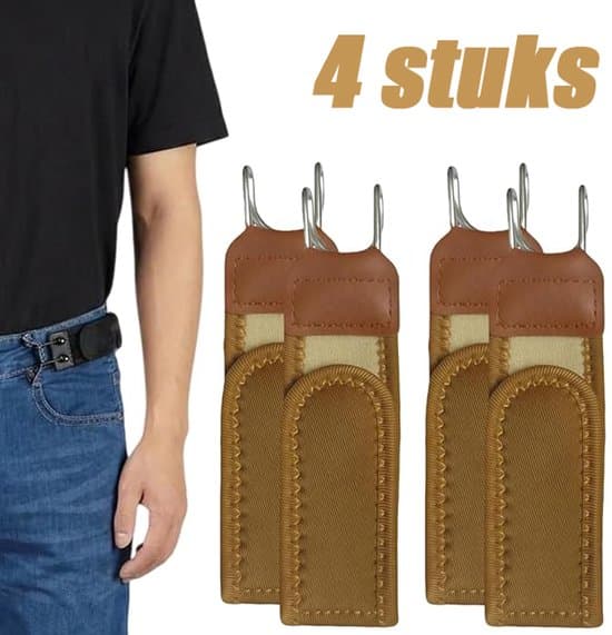 4-pack elastiskt bälte utan spänne, brunt