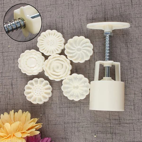 Månekakeformstempelsett med 6 stempler ABS Baking DIY Cookie Fondant Press