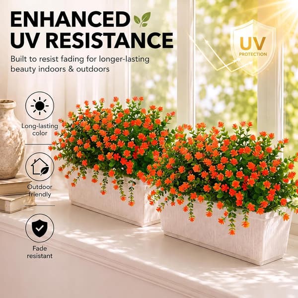 24 Buntar Konstgjorda Kameliablommor Utomhus Orange Röd 24 Bundles Artificial