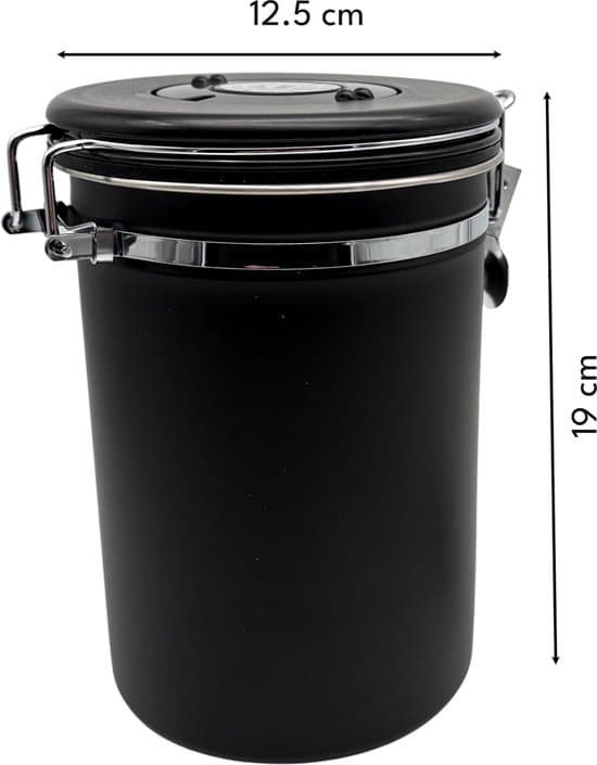 Sort kaffeopbevaringsbeholder, 1,8L, med låg