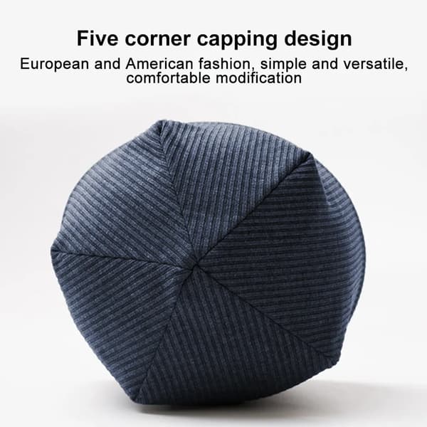 Unisex Strikket Beret Lue Blå Løs Uformell Hatt Hode 56-60 cm