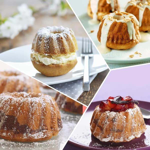 12 stk. silikone mini-bundt kageforme genanvendelige muffinforme til kage, dessert, chokolade, budding, gelé (4 farver)