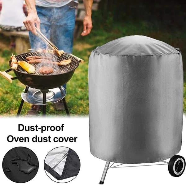 Rund kulgrillovertræk 1 stk. 61x72cm Grå Polyester Vandtæt Udendørs BBQ