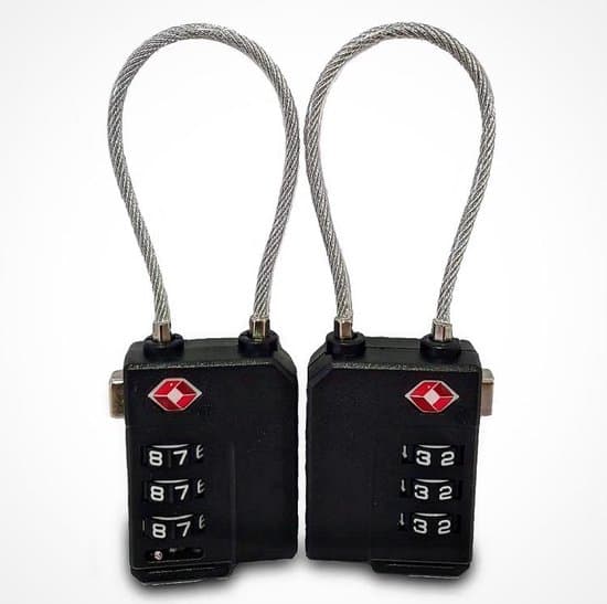 2-pack TSA-kabellås, 3-siffrig kombination, svart, 12 cm stålkabel