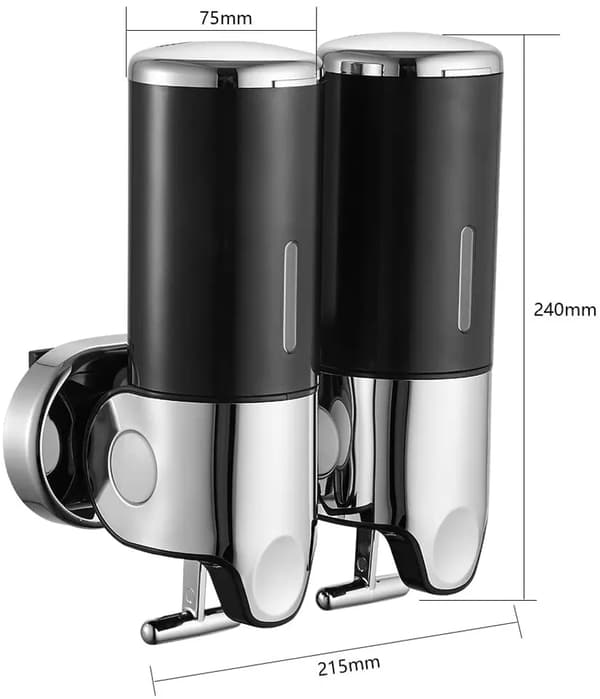 Väggmonterad dubbel tvåldispenser 500 ml manuell ABS för handtvål duschgel