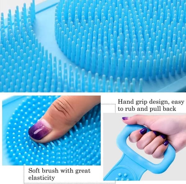 Silikonryggskrubb 2-pack 80 cm justerbar dubbelsidig badexfolierande kroppsborste