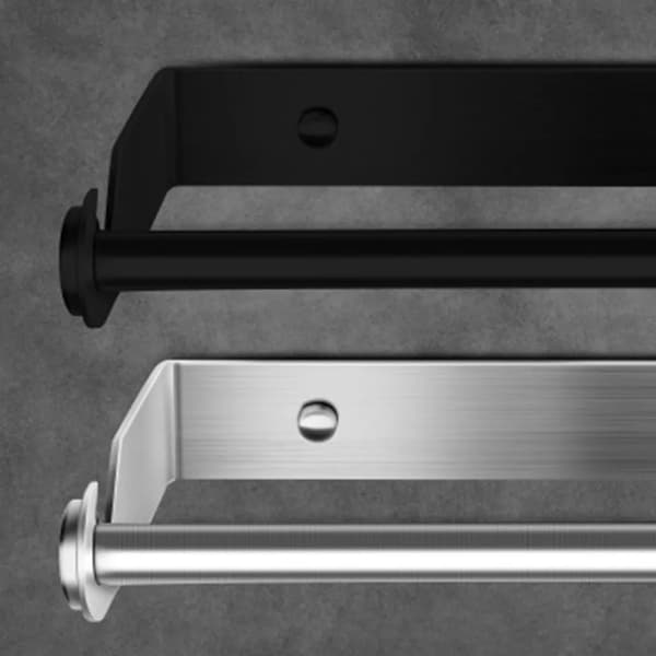 Borefri køkkenrulleholder i aluminium til vægmontering 28x10,5x3,5cm Sølv Sort