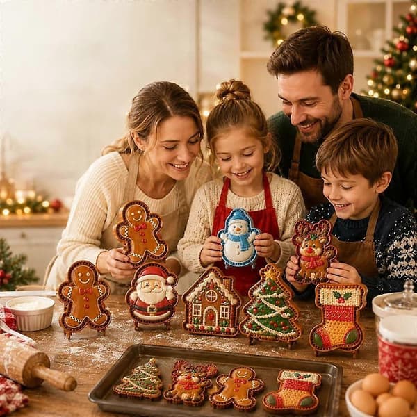 9-Design Jul Mini Pajform Set, Återanvändbara Präglade Bakformar med Tomte och Snögubbe Mini
