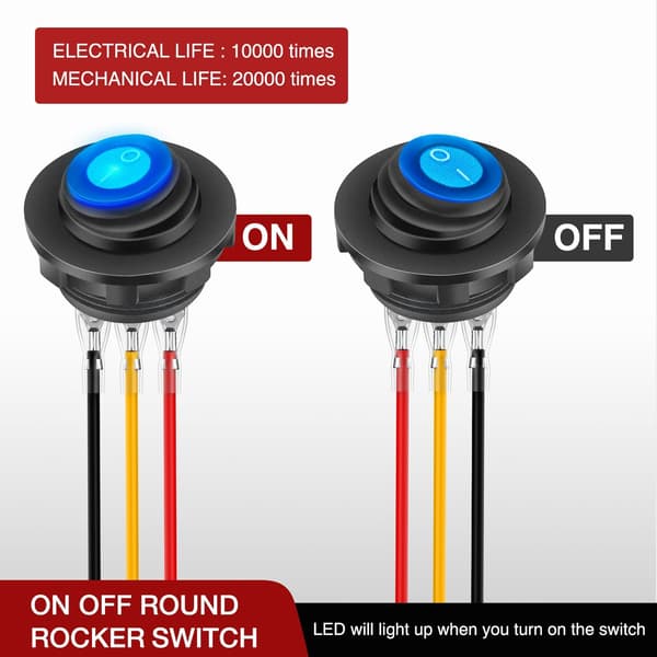5 stk. 12V 20A Blå LED Belyst Vippekontakt 5 pcs
