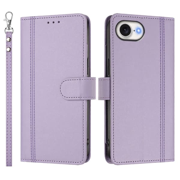 Plånboksfodral kompatibelt med iPhone 16e / 17e, 9 kortplatser, PU-läder, vikbart stativ, 16 cm rem Compatible For iPhone