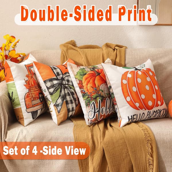 Høst putetrekk Gresskar Polka Dot 18x18 4 stk Dobbeltsidig 4 pcs