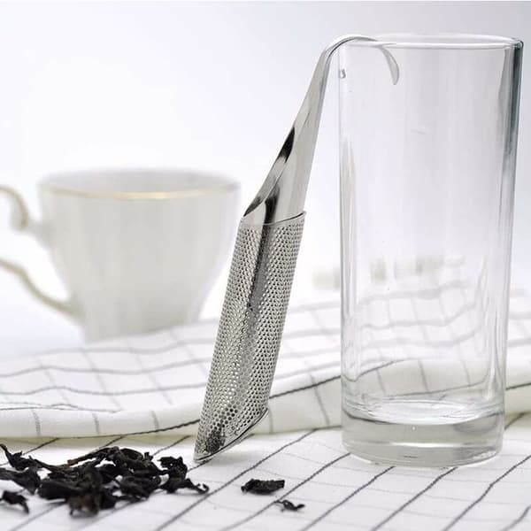 Rørformet te-infuser i rustfritt stål, 2 stk. kopphengende rør med finmasket sil, 2 stk.