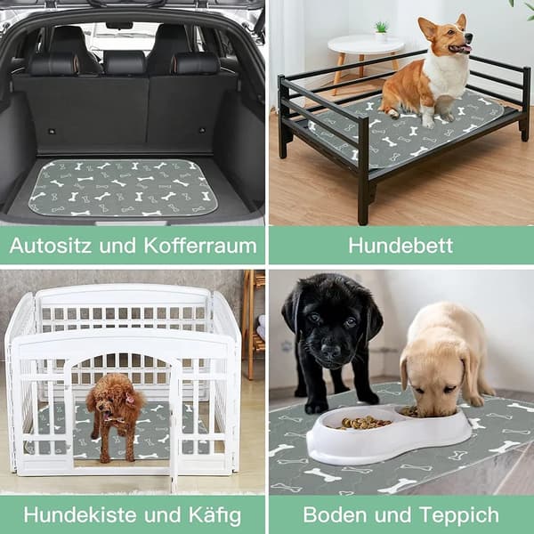 Genanvendelige vaskbare tisseunderlag til kæledyr 2-pak absorberende måtte hunde katte marsvin 80x90cm