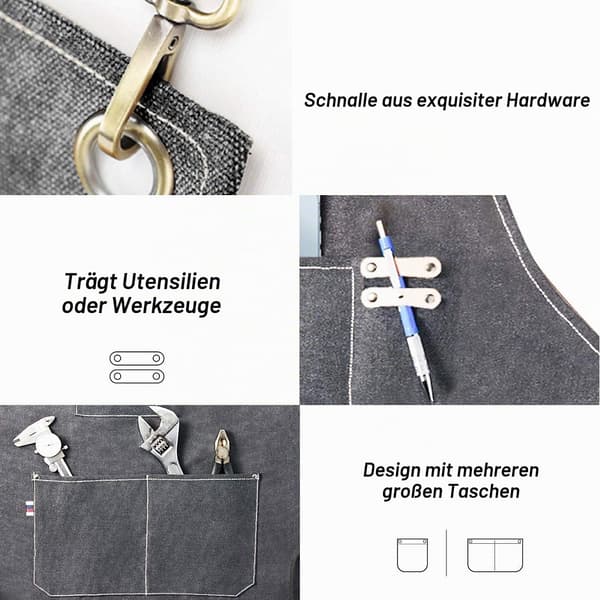 Brun denim lang madlavningsforklæde til mænd og kvinder, 3 lommer, krydsrygstropper Canvas Apron Men