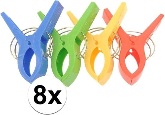 8 kpl suuria muoviklipsiä 12 cm värikkäitä