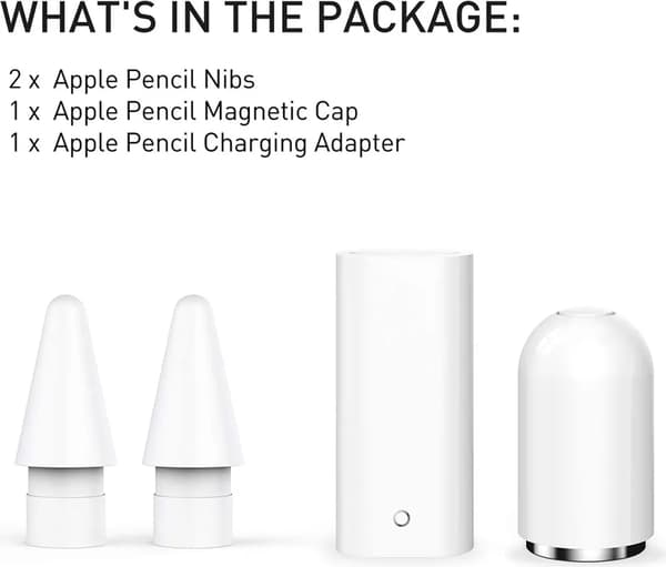 Magnetisk hette, ladeadapter og erstatningstilbehørsett for Apple Pencil 1. generasjon