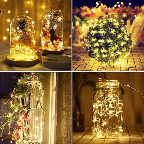 Jul-ljusslinga med solceller 2-pack 200 LED 8 lägen varmvit Christmas Solar String